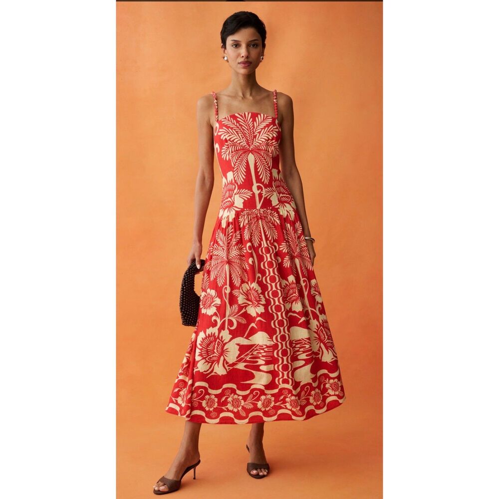 Few Moda Anaya Fernanda Copacabana Sunset Midi Dress Women's 4 NWT